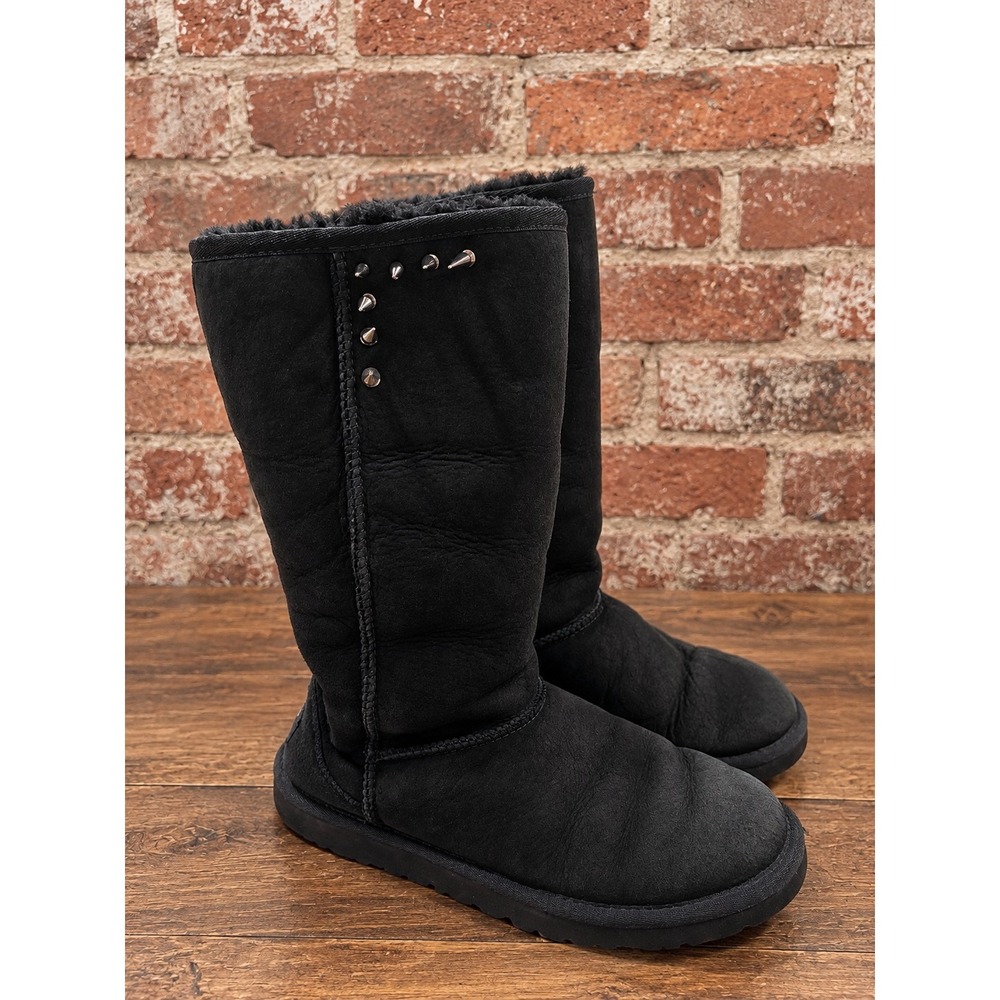 UGG Tall Spike Studded Boots Black 5 Grunge Punk Y2K Handmade 2000s Fall